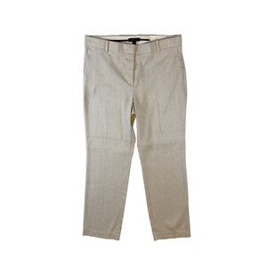 Ann Taylor Women Size 12 Straight Linen Blend Trouser Pants Tan Mid Rise NWT